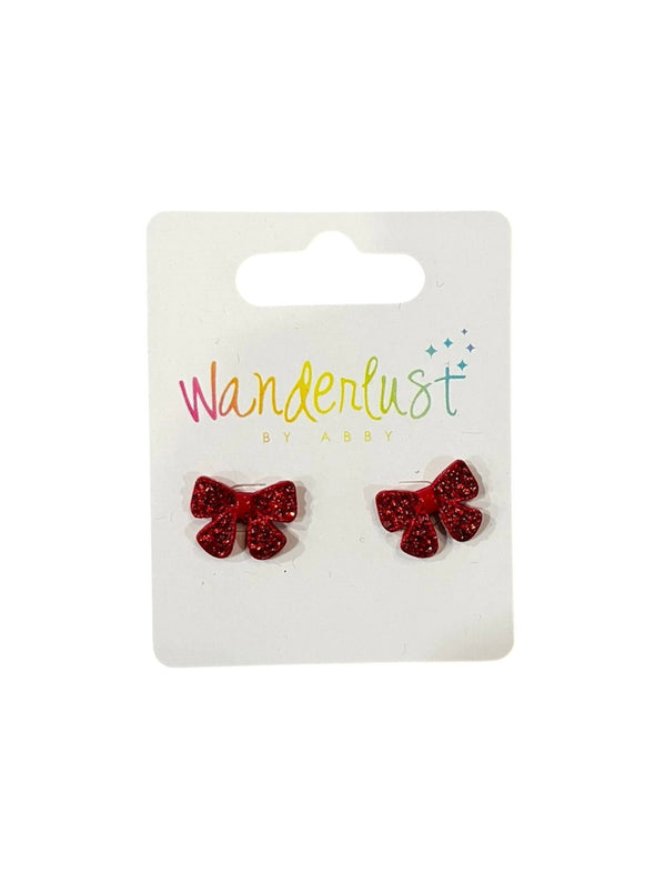 Mini Red Bow Earrings