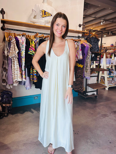 Lucy Paris Ivory Sutton Halter Bead Dress