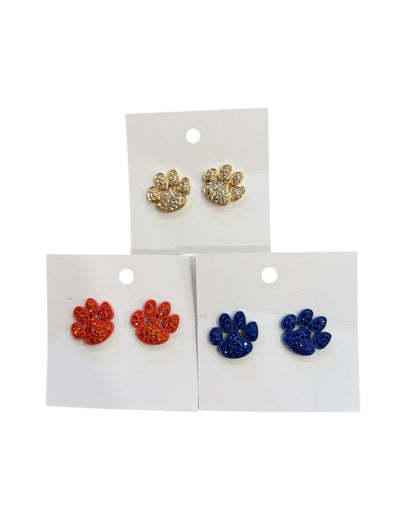 Rhinestone Paw Earrings