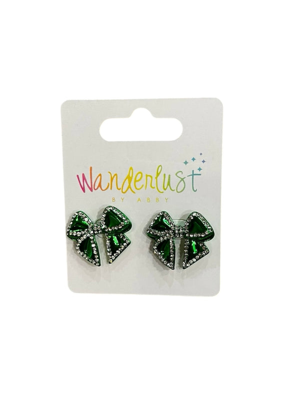 Bailey Green Bow Earrings