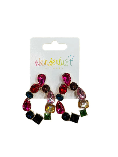 Rainbow Gem Teardrop Hoops