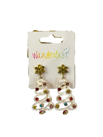 Rainbow Rhinestone Tree Earrings