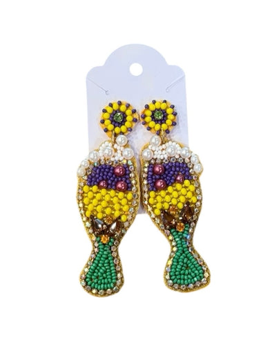 Mardi Gras Beaded Cocktail Earrings