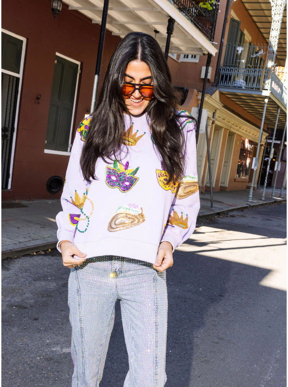 QOS Lavender Mardi Gras Icon Sweatshirt