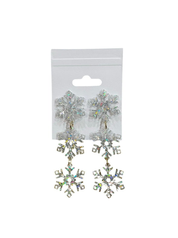 Three Snowflake Drop Earrings