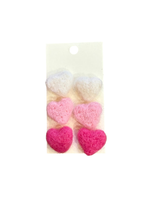 Felt Heart Studs (Set of 3)