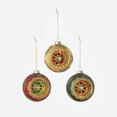 180 Degree Holly Reflector Ball Ornament