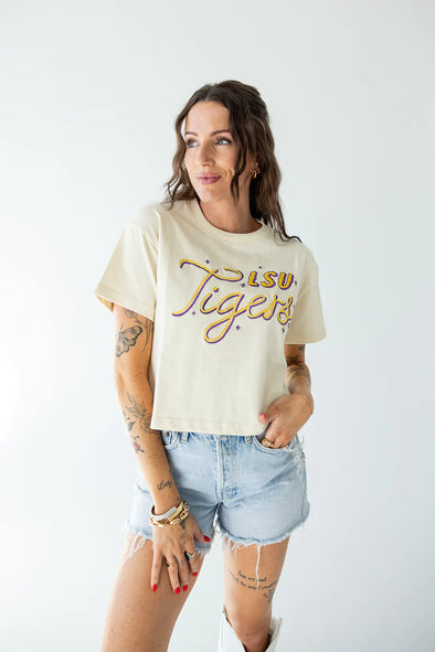 Gameday Social LSU Lasso Luxe Heavyweight Crop Tee