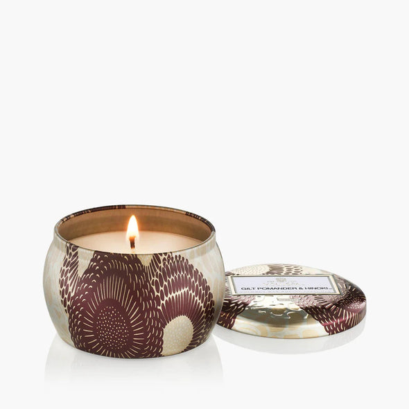 Voluspa Gilt Pomander Hinoki 4oz Mini Tin Candle