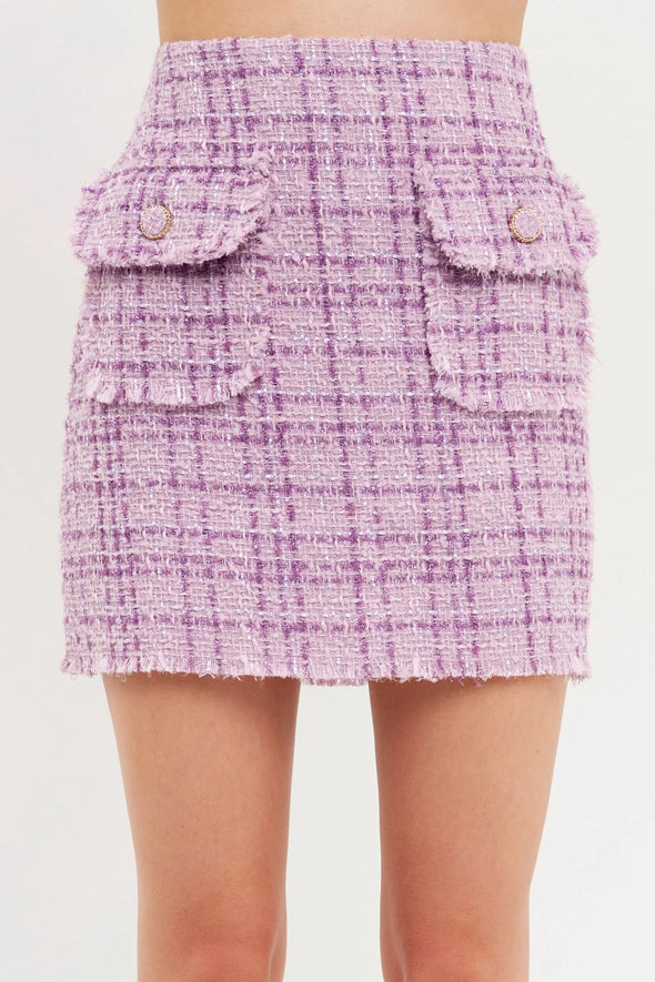 Tonal Boucle Tweed Skirt