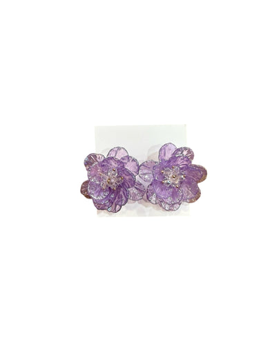 Cami Sheer Purple Flower Earrings