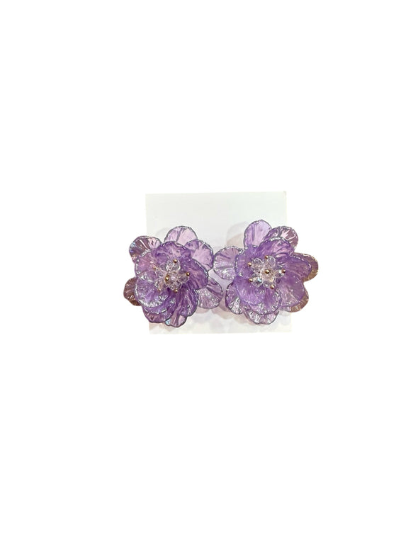 Cami Sheer Purple Flower Earrings