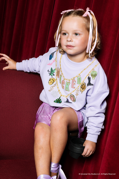 QOS Kids Licensed Lavender Wicked Charm Necklace Sweatshirt