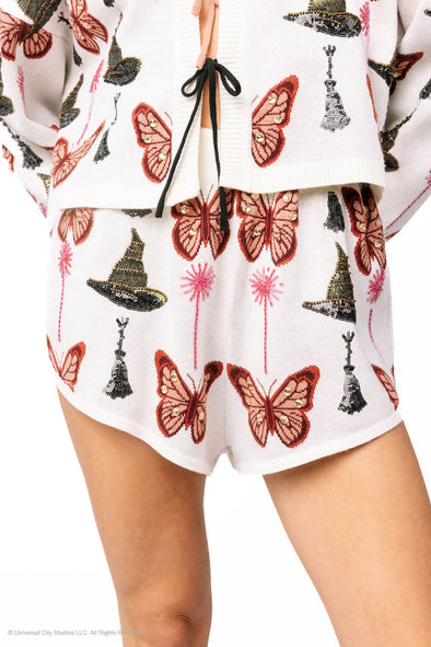 QOS Licensed White, Pink, & Green Butterfly, Broom, & Wand Shorts *PRESALE*