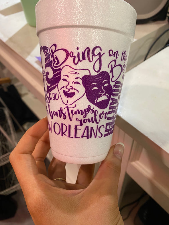 Bring on the Beads Nola Themed Styrofoam Cups