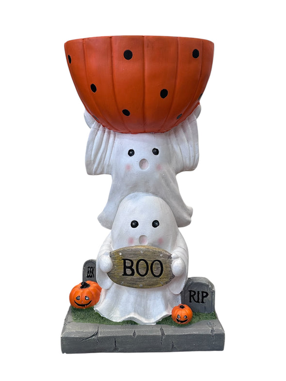 180 Degree Lighted Pumpkin Ghost Candy Bowl