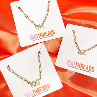 Duo Threads Phi Mu Rhinestone Sorority Necklace
