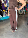 P. Cill Cocoa Side Stripe Wide Leg Pants