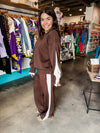 P. Cill Cocoa Layered Long Sleeve Round Neck Top