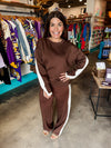P. Cill Cocoa Layered Long Sleeve Round Neck Top