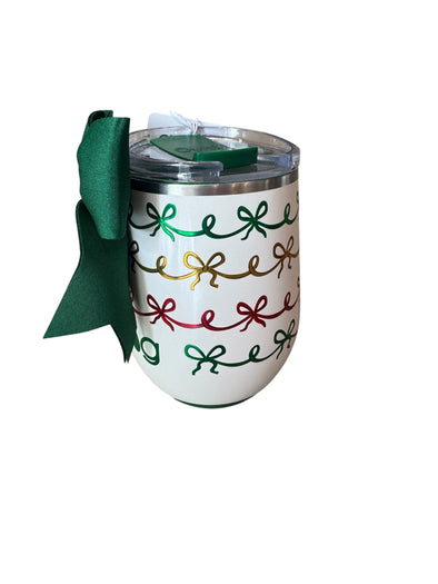 Swig Christmas Bows 12 oz Stemless Wine Cup