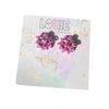 Louie Love Christmas Jewelry Pink Holiday Bow Present Stud Earrings