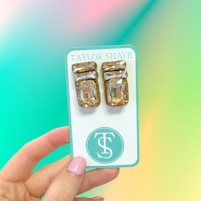 Taylor Shaye Crystal Gem Studs- Gold