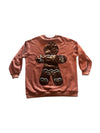 QOS Oversized Gingerbread Metallic Sweatshirt Dress