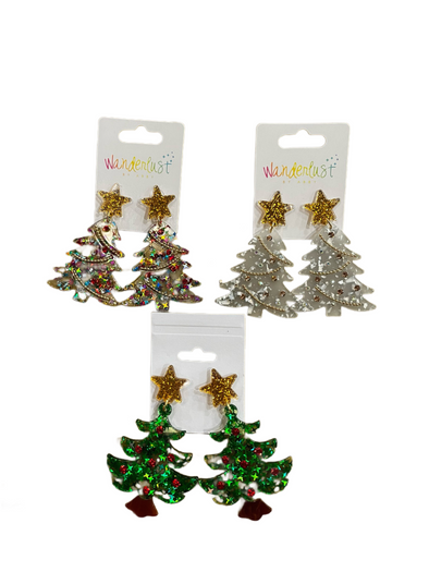 Gold Star Tree Earrings