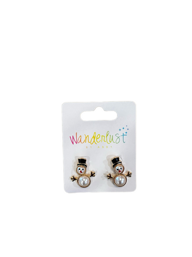 Mini Snowman Pearl Studs