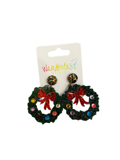 Glitter Wreath Earrings