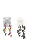 Happy New Years Letter Drop Earrings