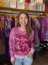 QOS Pink Full Sequin 'Tis The Season To Sparkle' Sweater