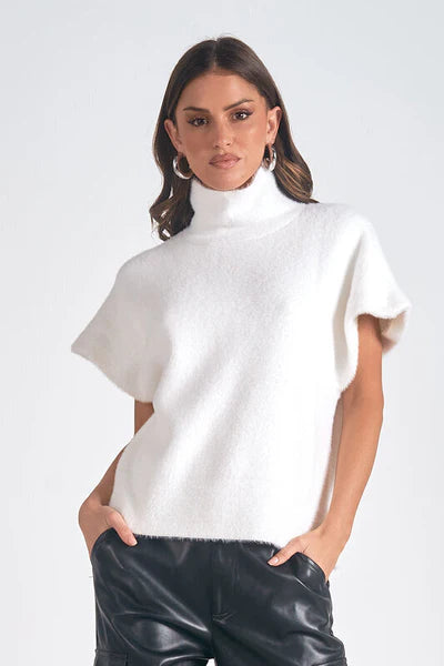 Elan Mock Neck Short Sleeve Sweater