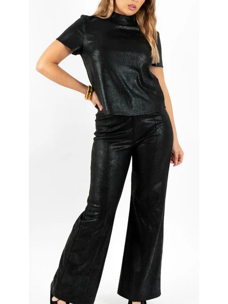 Sincerely Ours Black Snake Suede Rio Pants