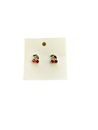 Rhinestone Cherry Studs