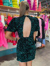 Karlie Emerald Puff Sleeve Dress