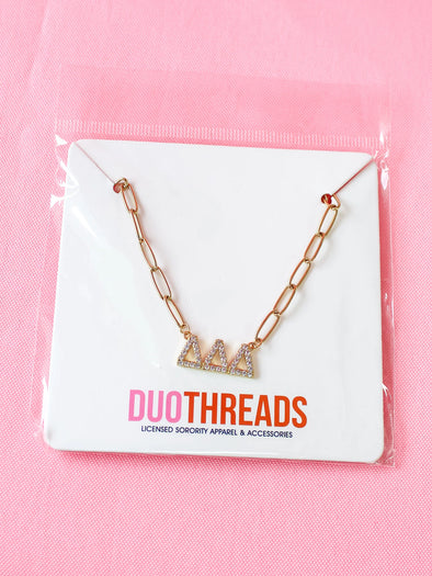 Duo Threads Delta Delta Delta Rhinestone Sorority Necklace
