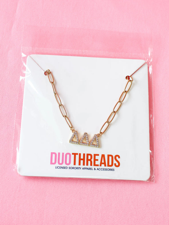 Duo Threads Delta Delta Delta Rhinestone Sorority Necklace