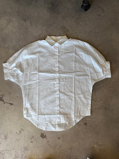 P. Cill  White 3/4 Sleeve Button Up Top