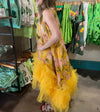 Beulah Floral Yellow Tulle Midi Dress