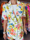 Fate by LFD Floral Linen Short Sleeve Blazer