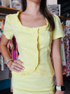 Reminiscence Butter Yellow Linen Fitted Top