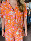 Fate by LFD Floral Orange Linen Cropped Blazer