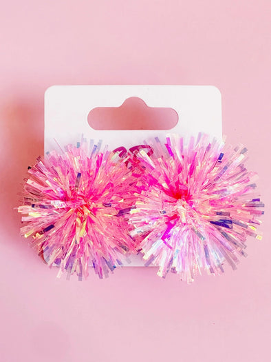 Sandy + Rizzo Pink Pom Earrings