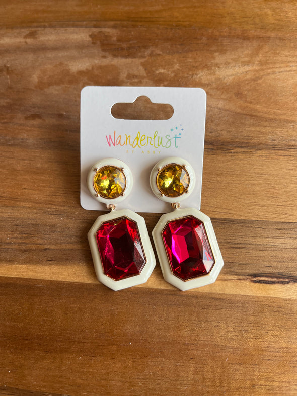 Pink and Yellow Drop Earrings