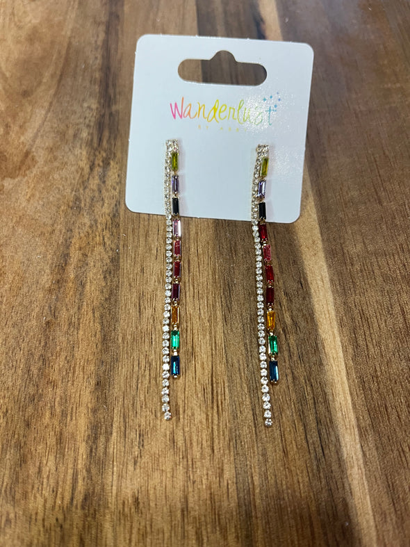 Rainbow Diamond Drop Earrings