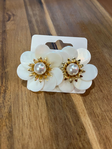 White Flower Statement Earrings