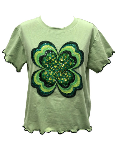 QOS Light Green Frilly Shamrock Top