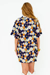 Buddy Love Lulu Short Sleeve Mini Caftan- Navy Blaze